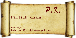 Pillich Kinga névjegykártya